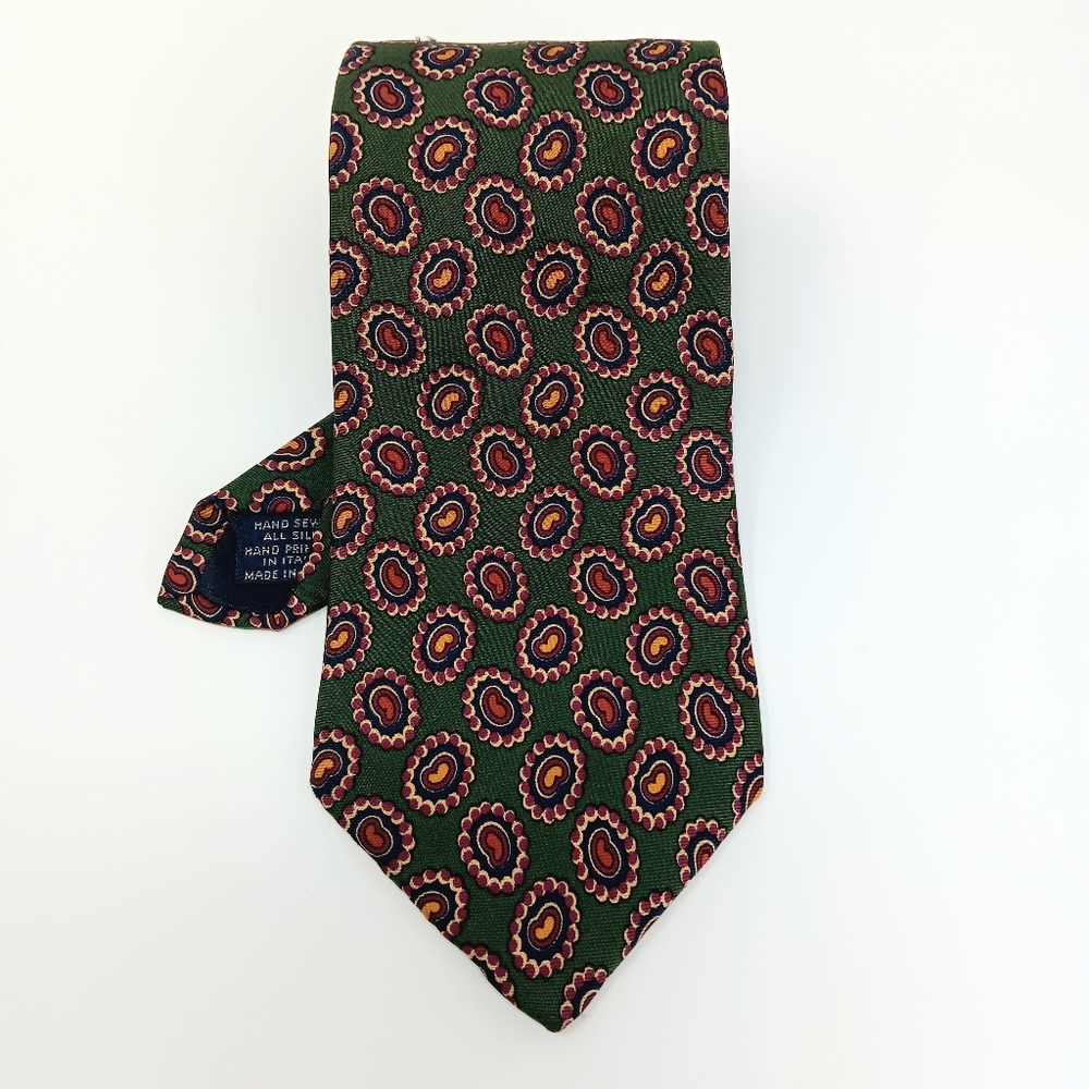 JOS A BANK Green Medallion Silk Tie Classic Mens